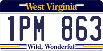 WV license plate 1PM863