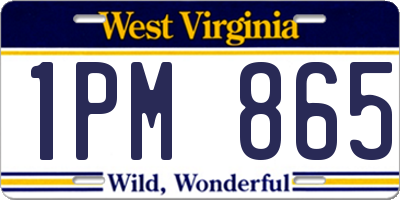 WV license plate 1PM865
