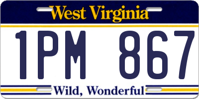 WV license plate 1PM867
