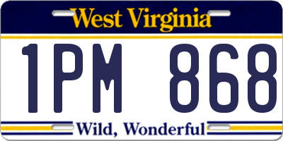 WV license plate 1PM868