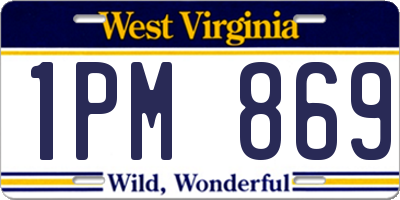 WV license plate 1PM869