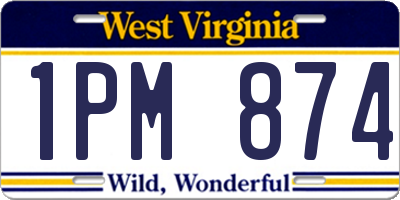 WV license plate 1PM874