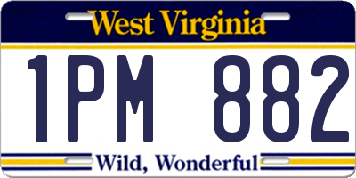 WV license plate 1PM882