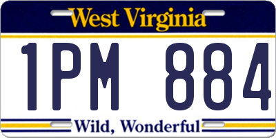 WV license plate 1PM884