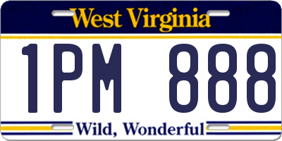 WV license plate 1PM888