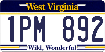WV license plate 1PM892