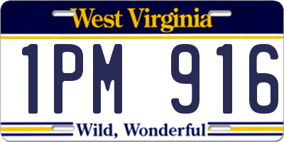 WV license plate 1PM916