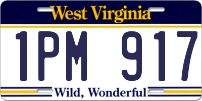 WV license plate 1PM917