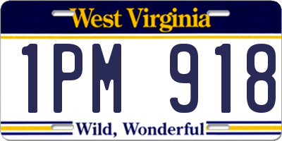 WV license plate 1PM918