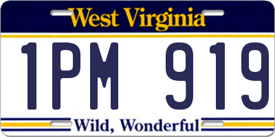 WV license plate 1PM919