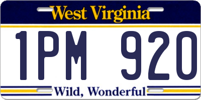 WV license plate 1PM920