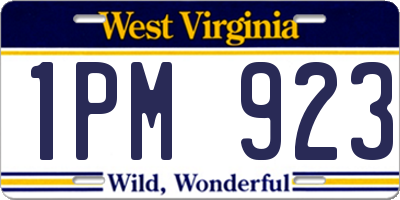 WV license plate 1PM923