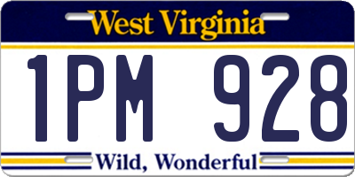 WV license plate 1PM928