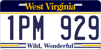 WV license plate 1PM929