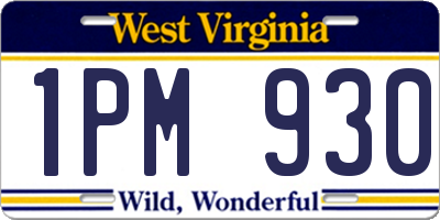 WV license plate 1PM930