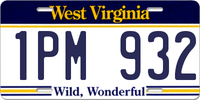 WV license plate 1PM932