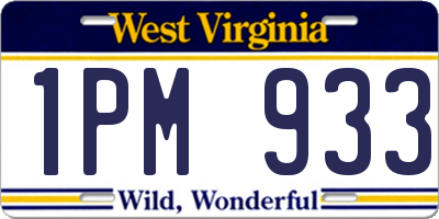 WV license plate 1PM933