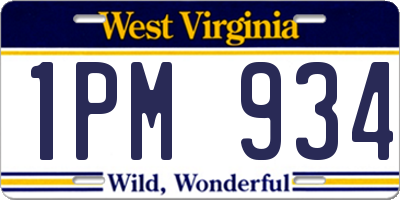 WV license plate 1PM934