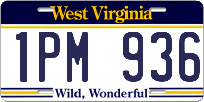 WV license plate 1PM936