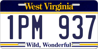 WV license plate 1PM937