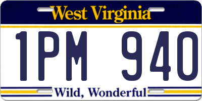 WV license plate 1PM940