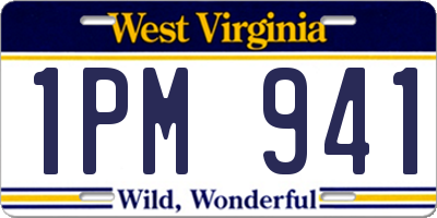 WV license plate 1PM941