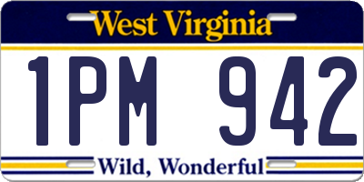 WV license plate 1PM942