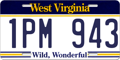 WV license plate 1PM943