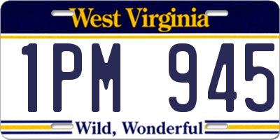 WV license plate 1PM945