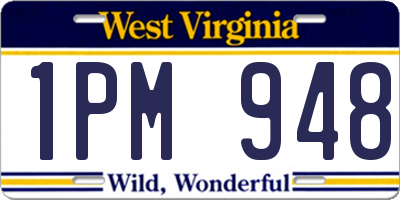 WV license plate 1PM948