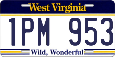 WV license plate 1PM953