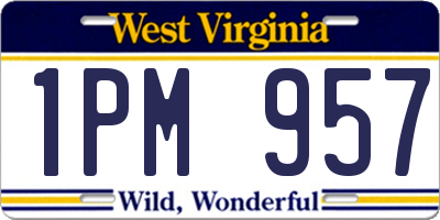 WV license plate 1PM957