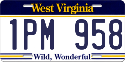 WV license plate 1PM958