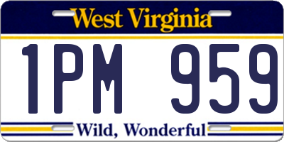 WV license plate 1PM959