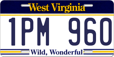 WV license plate 1PM960