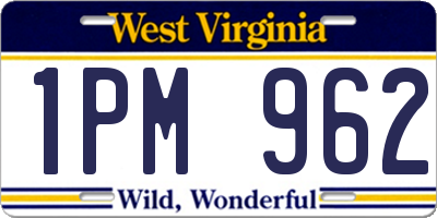 WV license plate 1PM962