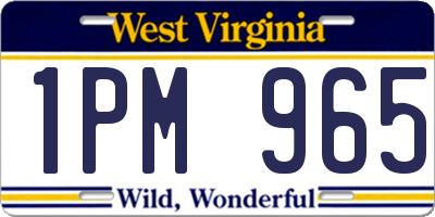 WV license plate 1PM965