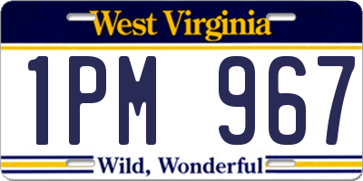 WV license plate 1PM967