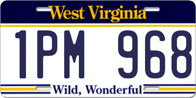 WV license plate 1PM968
