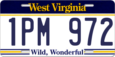 WV license plate 1PM972