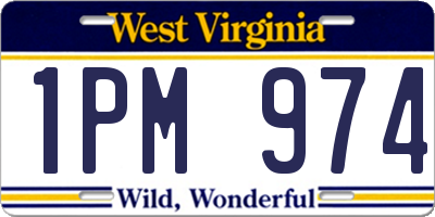 WV license plate 1PM974