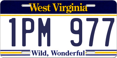 WV license plate 1PM977