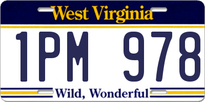 WV license plate 1PM978