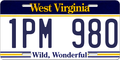 WV license plate 1PM980