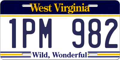 WV license plate 1PM982