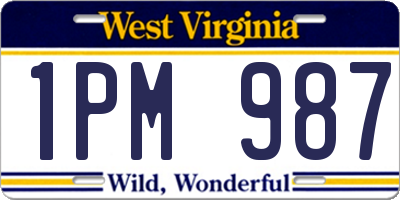 WV license plate 1PM987