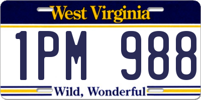 WV license plate 1PM988