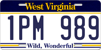 WV license plate 1PM989