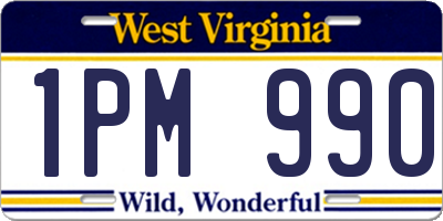 WV license plate 1PM990