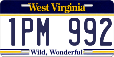 WV license plate 1PM992